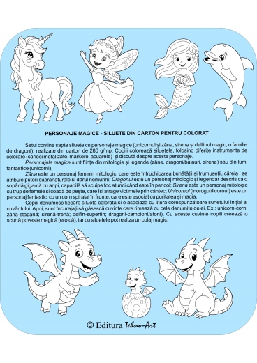 SILUETE DIN CARTON PENTRU COLORAT - PERSONAJE MAGICE